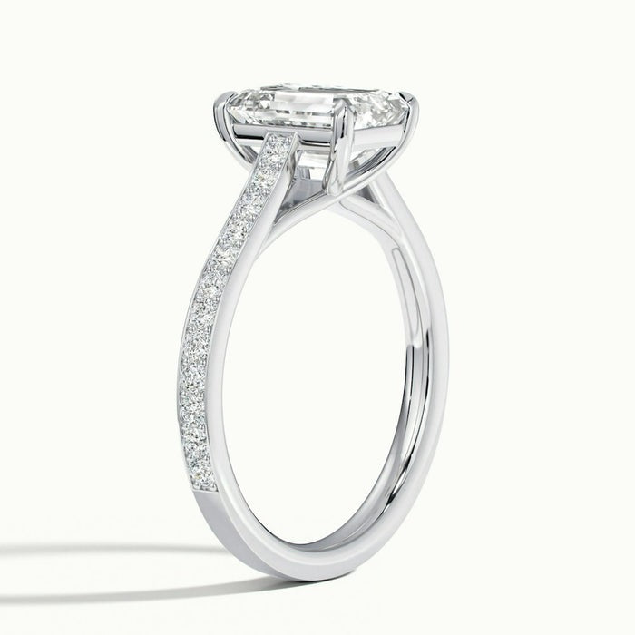 Mystic Emerald Temple Pavé Moissanite Engagement Ring